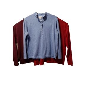 Sarah Bentley Women's Shirts (3) M, red,blue, brown.  Cotton.